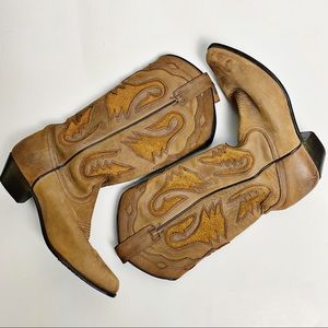 Oak Tree Farms - Women’s Brown Vegan Leather Western Boots - Sz. 7.5